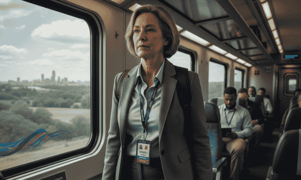 Government employee working on laptop during train travel with special government rates