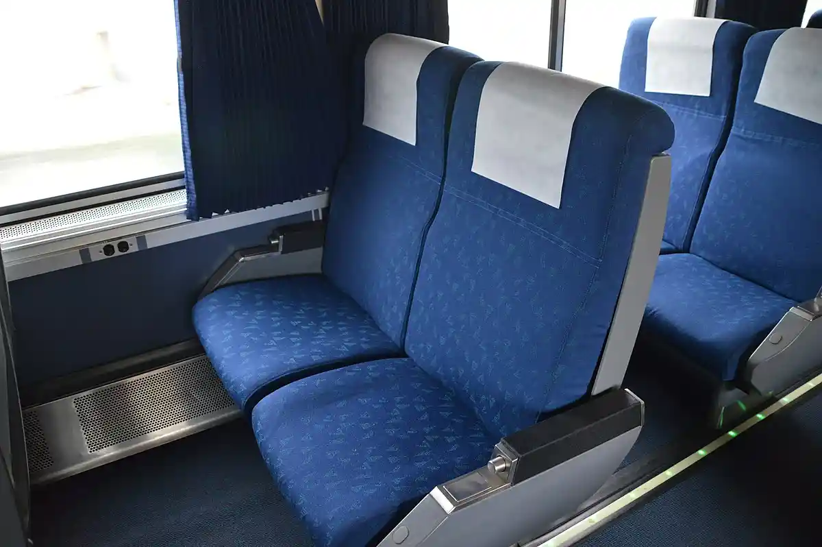 Spacious and comfortable reclining Amtrak Auto Train Coach seats with footrests